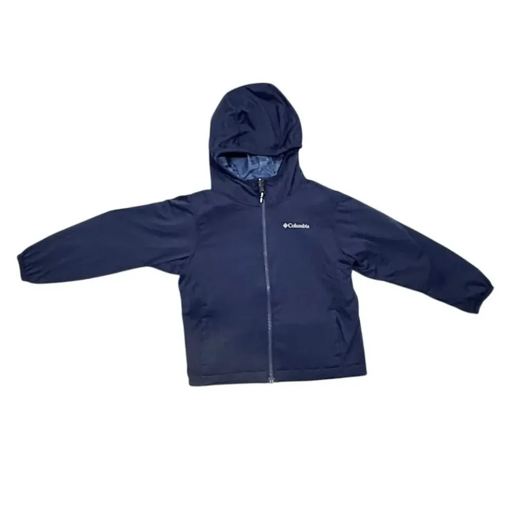 Columbia Kids XXS 4/5 Reversible Hooded Jacket Camo Blue Grey